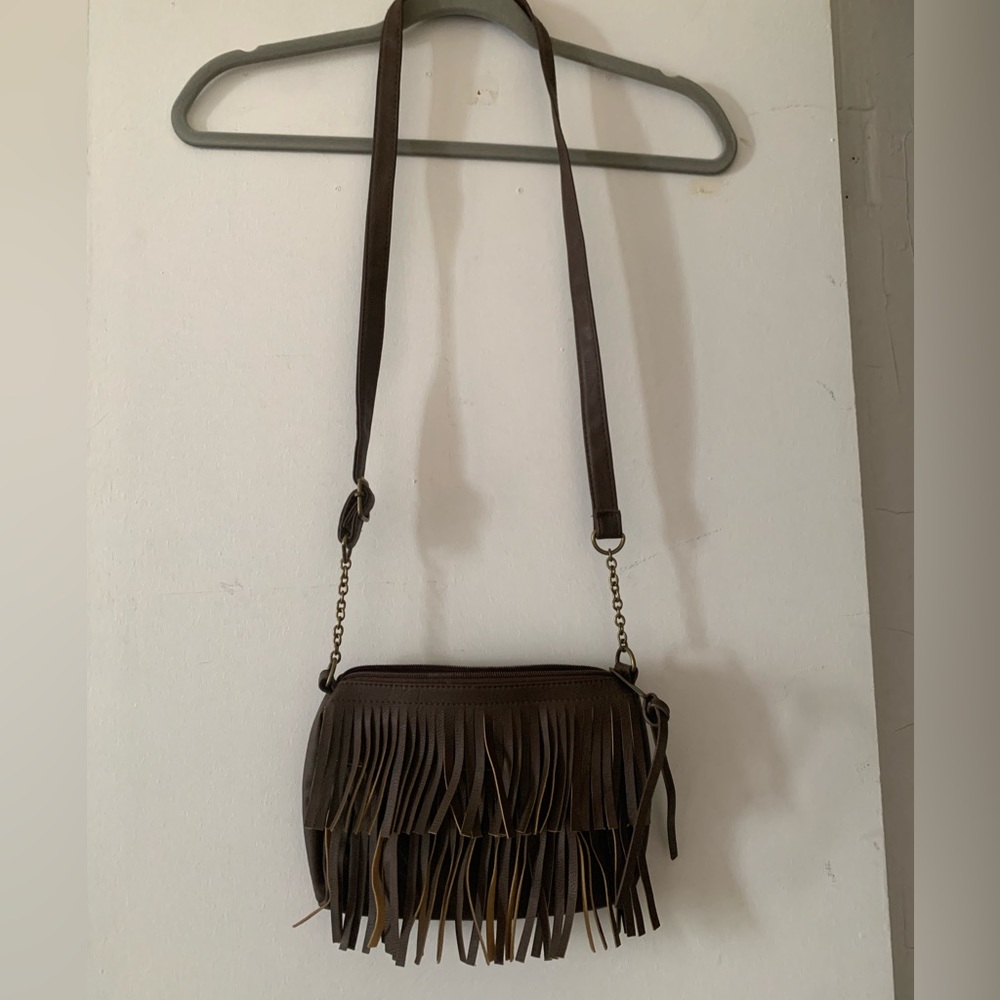 Vintage leather shag crossbody bag